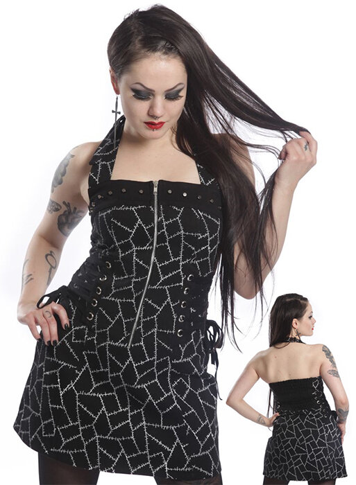 VESTIDO PUNK COSTURAS Y PINCHOS